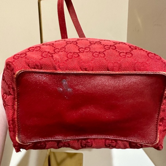 Gucci GG Guccissma Small Red Leather and Canvas Tote - Picture 4 of 10